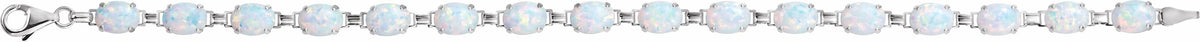 14K White Lab-Grown Opal Line 7 Bracelet