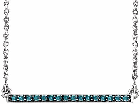 14K White 1/6 CTW Blue Diamond Bar 18 Necklace