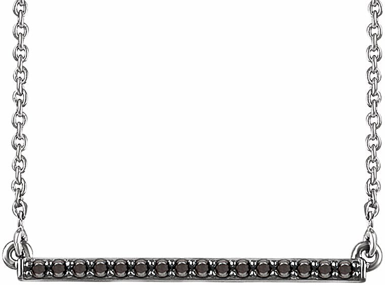 14K White 1/6 CTW Black Diamond Bar 18 Necklace