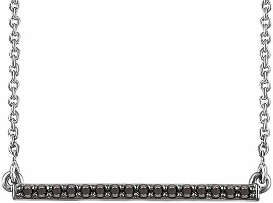 14K White 1/6 CTW Black Diamond Bar 18 Necklace