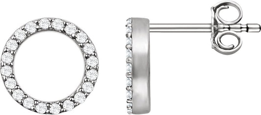 14K White 1/5 CTW Diamond Circle Earrings