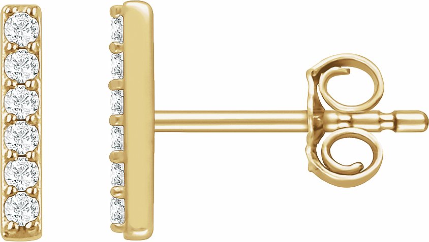 14K Yellow 1/10 CTW Diamond Bar Earrings