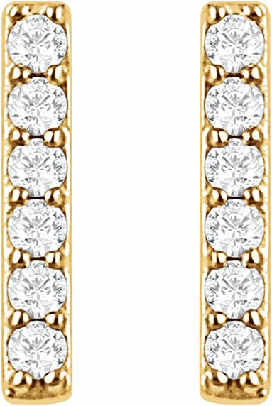 14K Yellow 1/10 CTW Diamond Bar Earrings