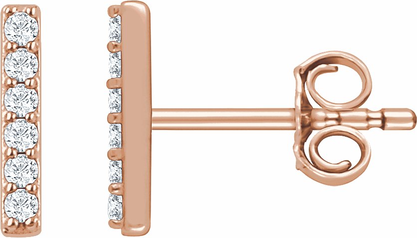 14K Rose 1/10 CTW Diamond Bar Earrings