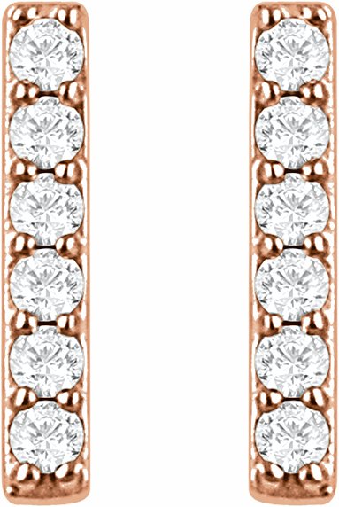 14K Rose 1/10 CTW Diamond Bar Earrings