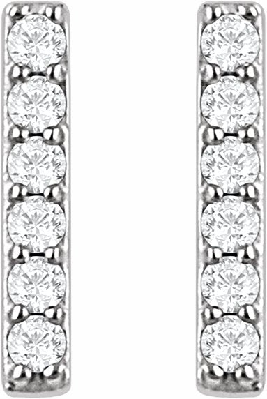 Platinum 1/10 CTW Diamond Bar Earrings