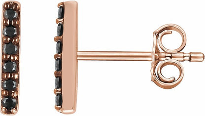 14K Rose 1/10 CTW Black Diamond Bar Earrings