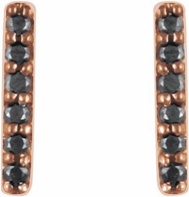 14K Rose 1/10 CTW Black Diamond Bar Earrings