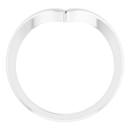 14K White V Ring