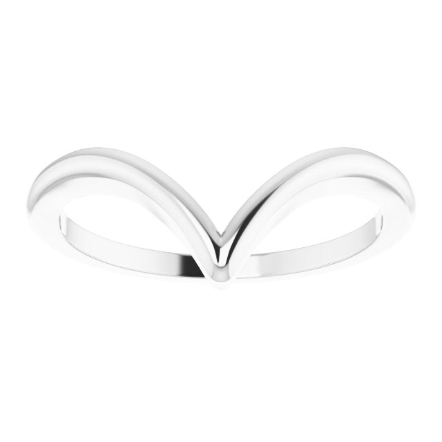 14K White V Ring