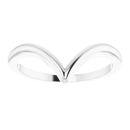 14K White V Ring