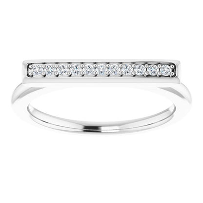 14K White 1/10 CTW Diamond Bar Ring