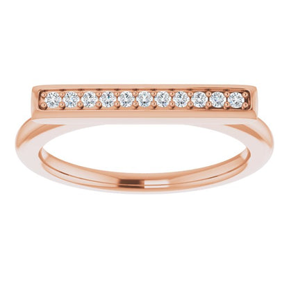14K Rose 1/10 CTW Diamond Bar Ring