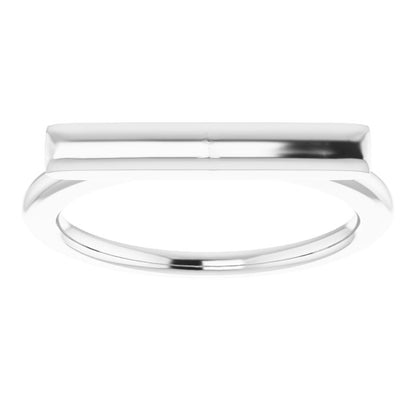 14K White Bar Ring