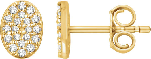 14K Yellow 1/6 CTW Diamond Oval Cluster Earrings