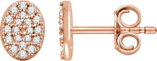 14K Rose 1/6 CTW Diamond Oval Cluster Earrings
