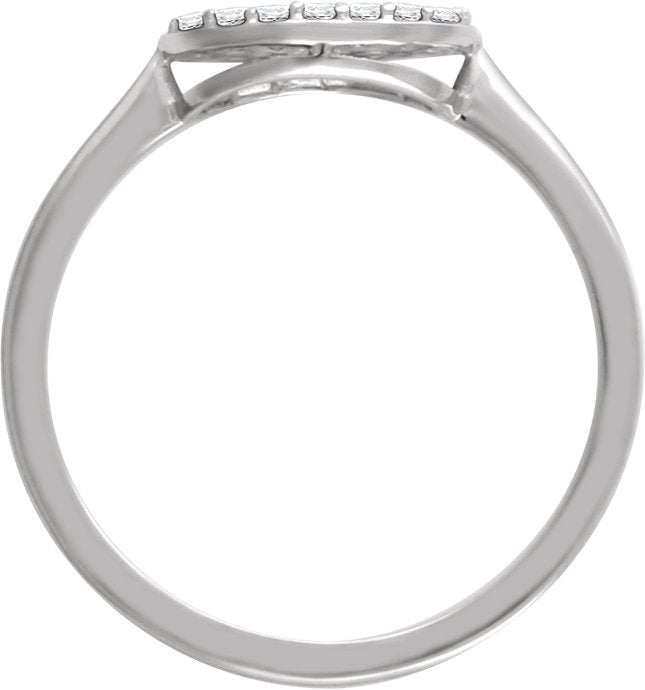 14K White 1/5 CTW Diamond Oval Cluster Ring