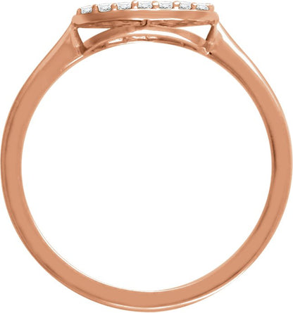 14K Rose 1/5 CTW Diamond Oval Cluster Ring