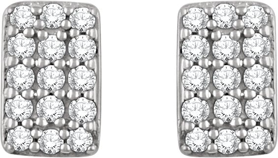 14K White 1/5 CTW Diamond Cluster Earrings