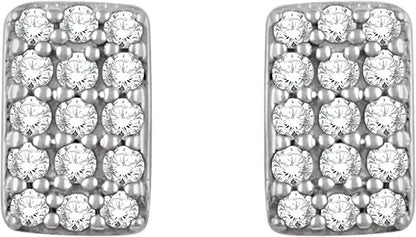 14K White 1/5 CTW Diamond Cluster Earrings