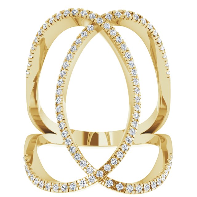 14K Yellow 3/8 CTW Diamond Freeform Ring