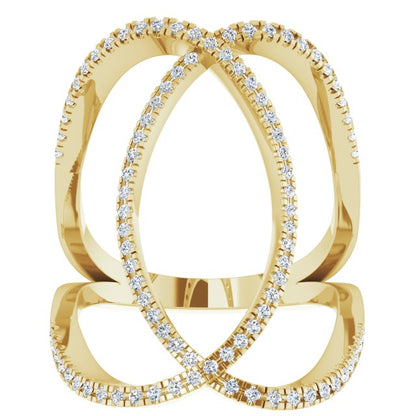 14K Yellow 3/8 CTW Diamond Freeform Ring