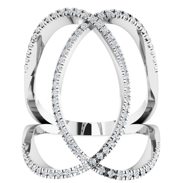 14K White 3/8 CTW Diamond Freeform Ring