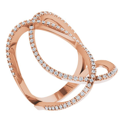 14K Rose 3/8 CTW Diamond Freeform Ring