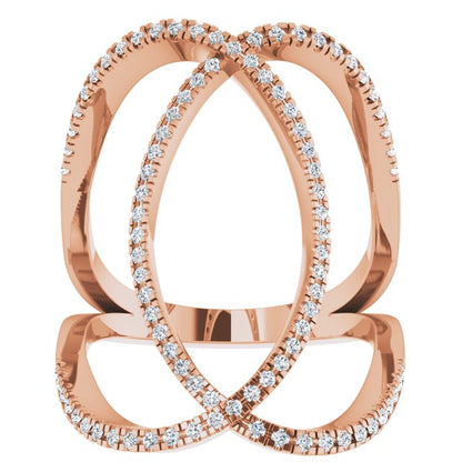 14K Rose 3/8 CTW Diamond Freeform Ring