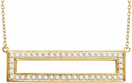 14K Yellow 3/8 CTW Diamond Rectangle 16-18 Necklace