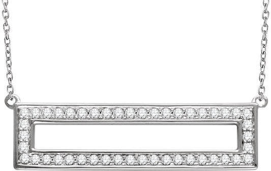 14K White 3/8 CTW Diamond Rectangle 16-18 Necklace