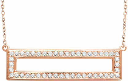14K Rose 3/8 CTW Diamond Rectangle 16-18 Necklace