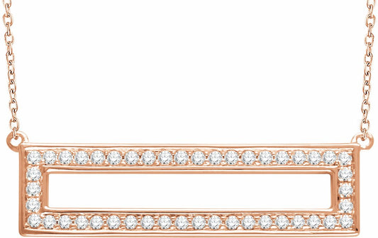 14K Rose 3/8 CTW Diamond Rectangle 16-18 Necklace