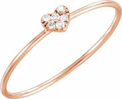 14K Rose .03 CTW Diamond Petite Heart Ring