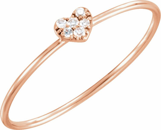 14K Rose .03 CTW Diamond Petite Heart Ring