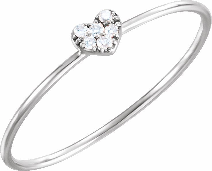 14K White .03 CTW Diamond Petite Heart Ring