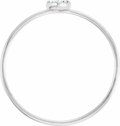14K White .03 CTW Diamond Petite Heart Ring