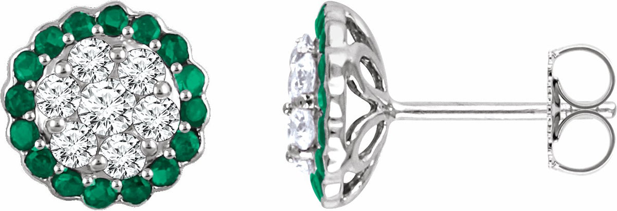 14K White Emerald & 5/8 CTW Diamond Earrings