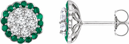 14K White Emerald & 5/8 CTW Diamond Earrings