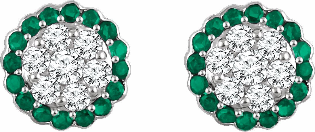 14K White Emerald & 5/8 CTW Diamond Earrings
