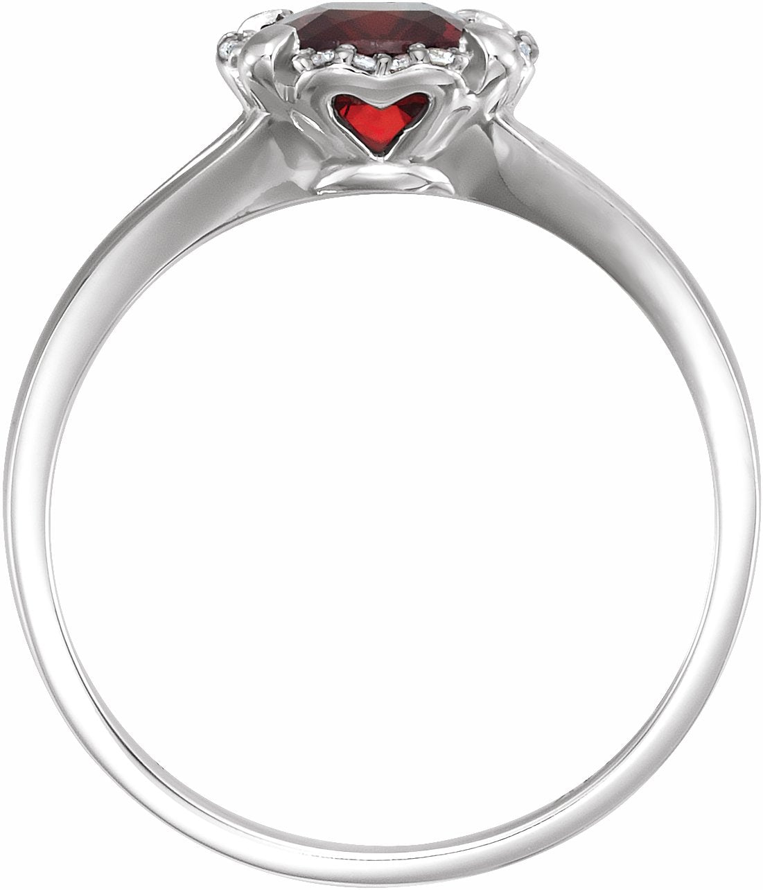 14K White Mozambique Garnet & .05 CTW Diamond Ring