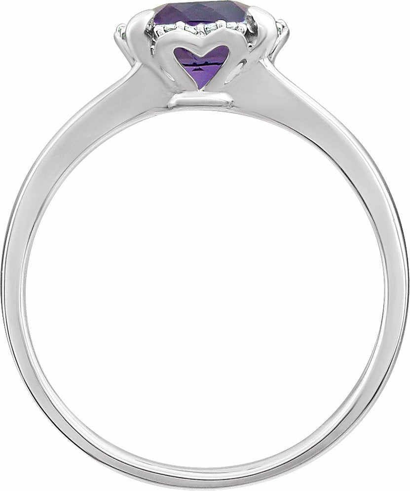 14K White Amethyst & .05 CTW Diamond Ring