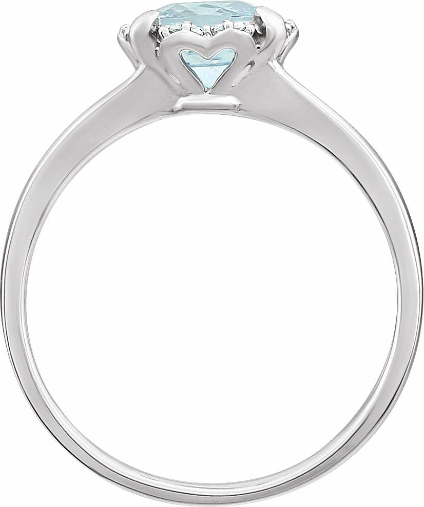 14K White Aquamarine & .05 CTW Diamond Ring