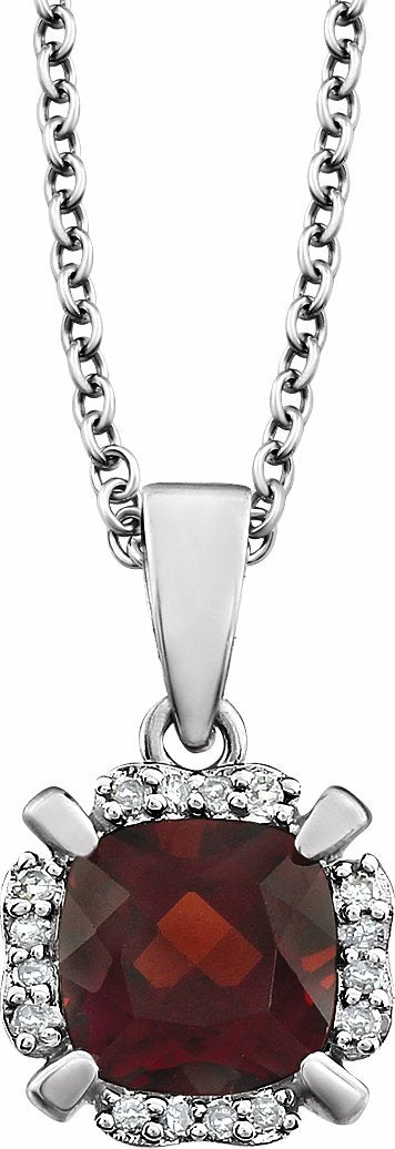 14K White Mozambique Garnet & .05 CTW Diamond 18 Necklace