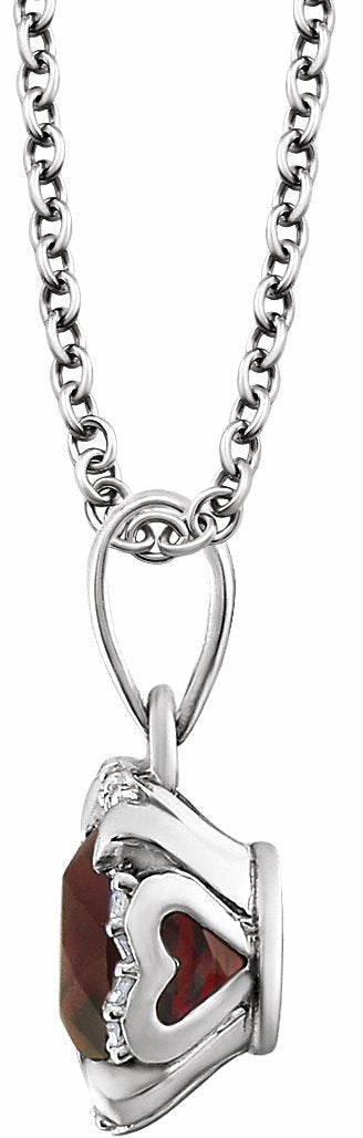 14K White Mozambique Garnet & .05 CTW Diamond 18 Necklace