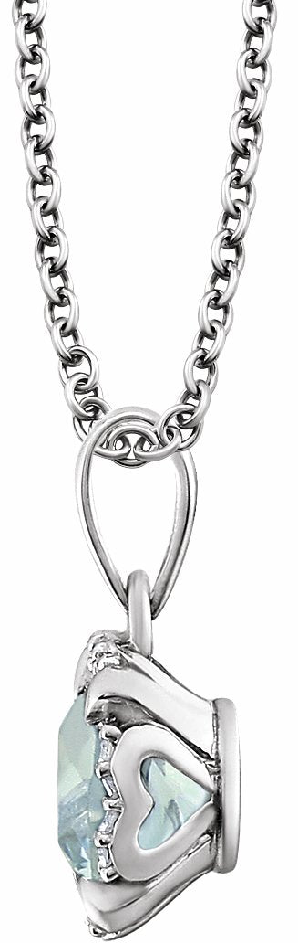 14K White Aquamarine & .05 CTW Diamond 18 Necklace