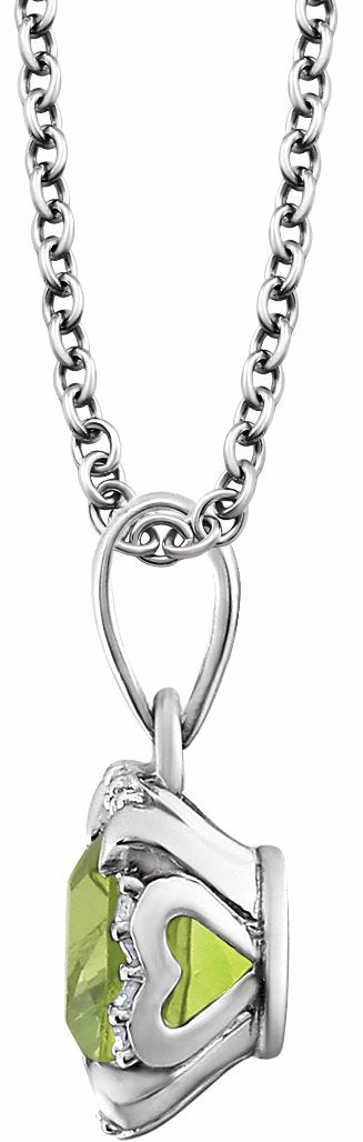 14K White Peridot & .05 CTW Diamond 18 Necklace