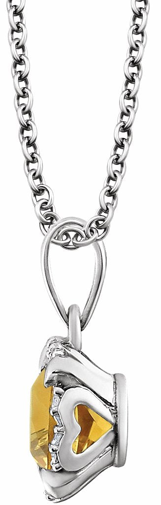 14K White Citrine & .05 CTW Diamond 18 Necklace