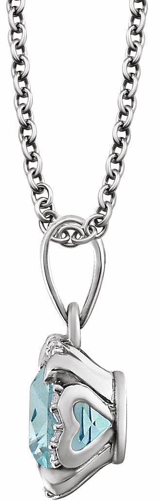 14K White Sky Blue Topaz & .05 CTW Diamond 18 Necklace