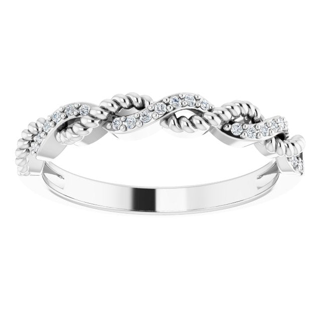 14K White .08 CTW Diamond Stackable Ring